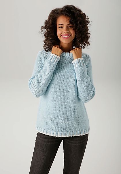 Aniston CASUAL Strickpullover, mit gemusterten Bündchen - NEUE KOLLEKTION günstig online kaufen