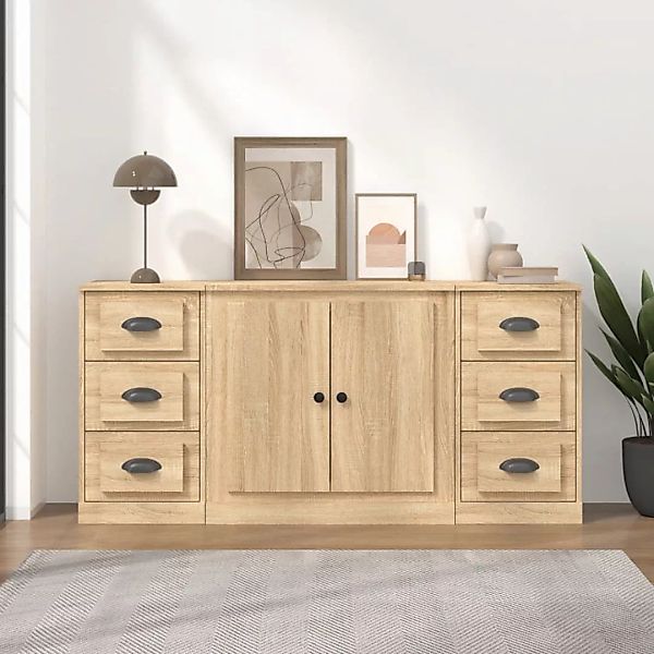 Vidaxl Sideboards 3 Stk. Sonoma-eiche Holzwerkstoff günstig online kaufen