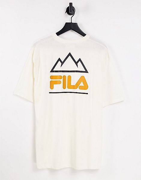 Fila – T-Shirt in Ecru mit Rückenprint-Neutral günstig online kaufen