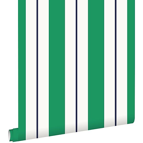 ESTAhome Tapete Streifen Grün und Marineblau 53 cm x 10,05 m 136414 günstig online kaufen