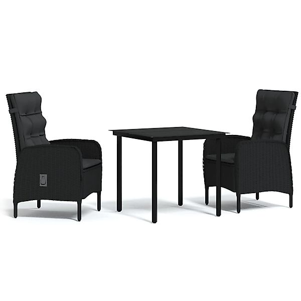 vidaXL 3-Tlg Garten-Essgruppe mit Kissen Schwarz 3099353 günstig online kaufen