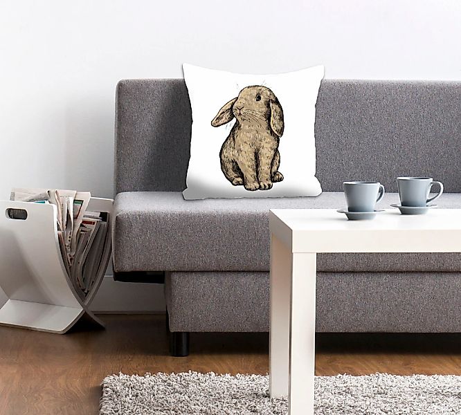 queence Dekokissen "Eilert" mit einem sitzenden Hasen günstig online kaufen