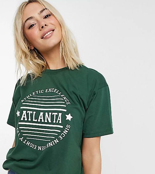 Daisy Street – Lässiges T-Shirt mit Atlanta-Aufdruck-Grün günstig online kaufen