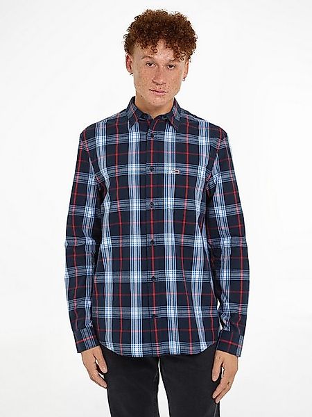 Tommy Jeans Langarmhemd TJM REG POPLIN CHECK SHIRT mit Logostickerei günstig online kaufen