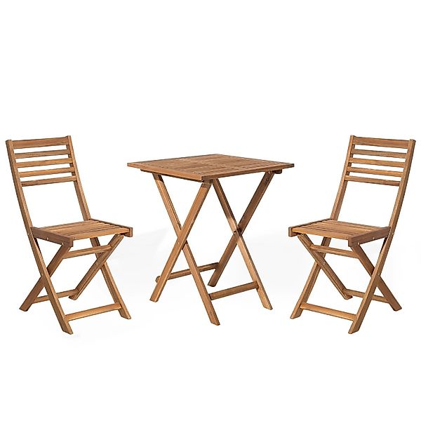 Beliani Bistro Set Heller Holzfarbton 60x60x84 günstig online kaufen