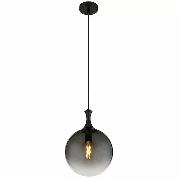 GLOBO Pendelleuchte Rauch mattschwarz Metall Glas H/D: ca. 141x25 cm E27 1 günstig online kaufen