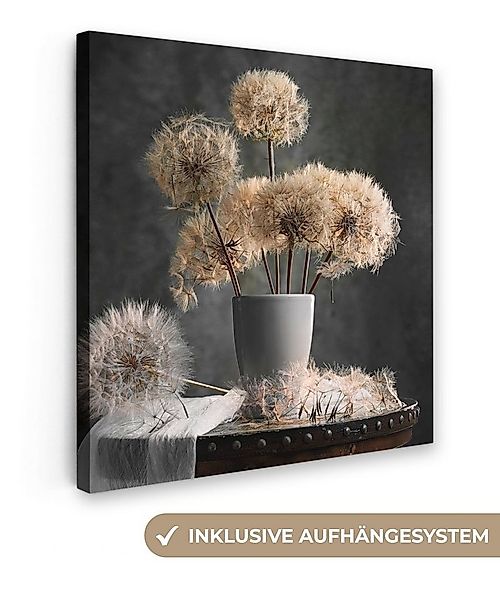 OneMillionCanvasses® Leinwandbild Blumensamen - Löwenzahn - Vase - Stillebe günstig online kaufen
