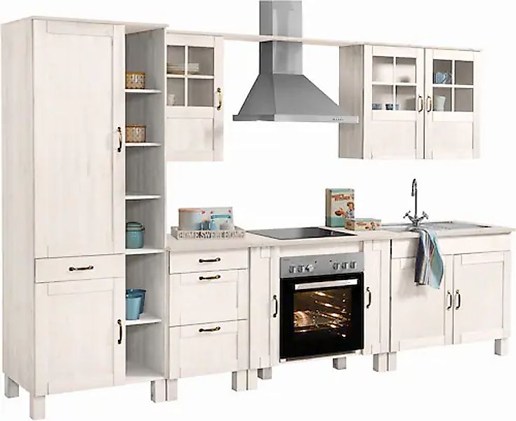 Home affaire Küchenzeile »Alby«, Breite 325 cm, aus Kiefer massiv, ohne E-G günstig online kaufen