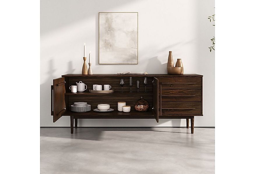 IDIMEX Sideboard TECCA, Wohnzimmer Kommode mit Türen 3 Schubladen Massivhol günstig online kaufen