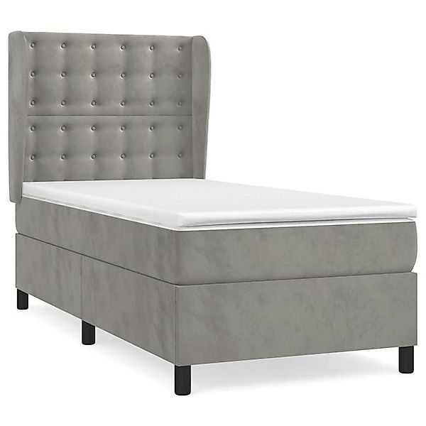 vidaXL Boxspringbett, Boxbett mit Matratze Hellgrau 90x200 cm Samt günstig online kaufen