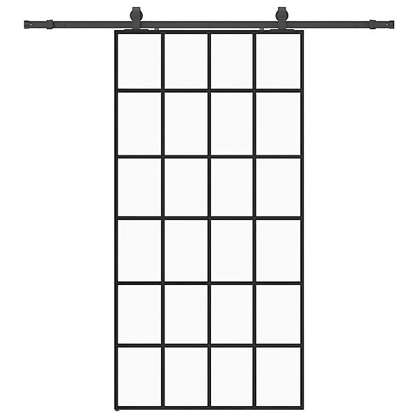 vidaXL Schiebetür mit Beschlag Schwarz 102x205 cm ESG-Glas 3375855 günstig online kaufen