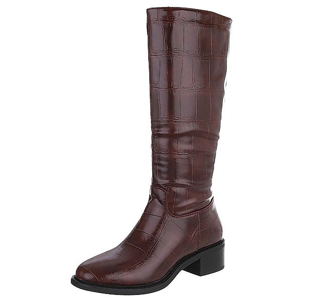 Ital-Design Elegante Hohe Stiefel mit Strukturprägung für Damen Stiefel (90 günstig online kaufen
