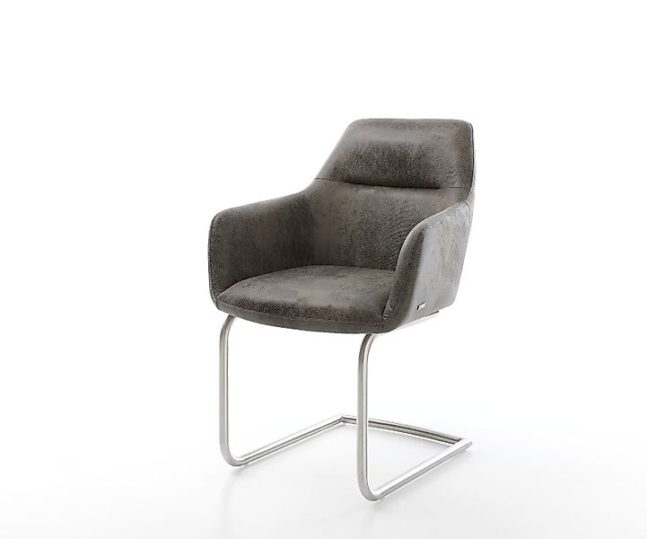 Freischwinger Pejo-Flex Mikrofaser Grau Antik Freischwinger rund Edelstahl günstig online kaufen