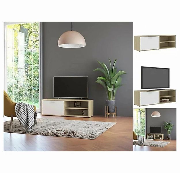 vidaXL TV-Schrank TV-Schrank Weiß und Sonoma-Eiche 120 x 34 x 37 cm Spanpla günstig online kaufen
