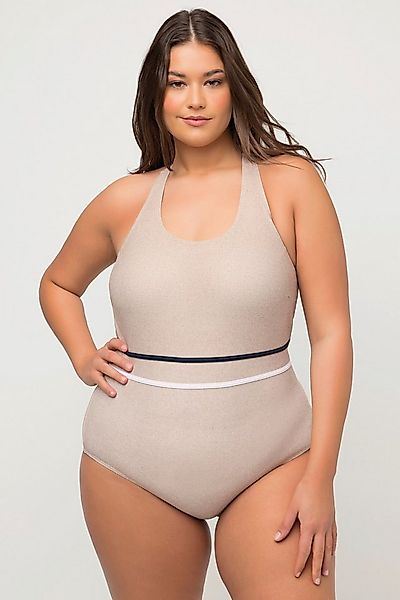 Ulla Popken Badeanzug Badeanzug Juteoptik Softcups Zierknoten günstig online kaufen