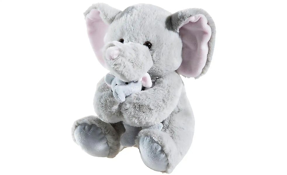 Heunec Plüschtier  Elefant mit Baby ¦ grau ¦ Maße (cm): B: 17 H: 25 Baby > günstig online kaufen