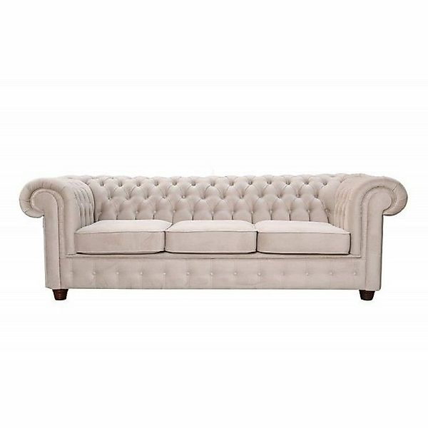 JVmoebel Sofa Designer Weißer 3-Sitzer Chesterfield Sofa Luxus Möbel Textil günstig online kaufen