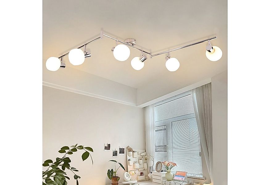 ZMH Deckenstrahler 6 Flammig Deckenleuchte E14 Morden Schwarz/Weiß Glas Woh günstig online kaufen