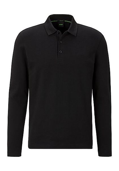 BOSS GREEN Langarm-Poloshirt Plisy mit Streifen am Kragen günstig online kaufen