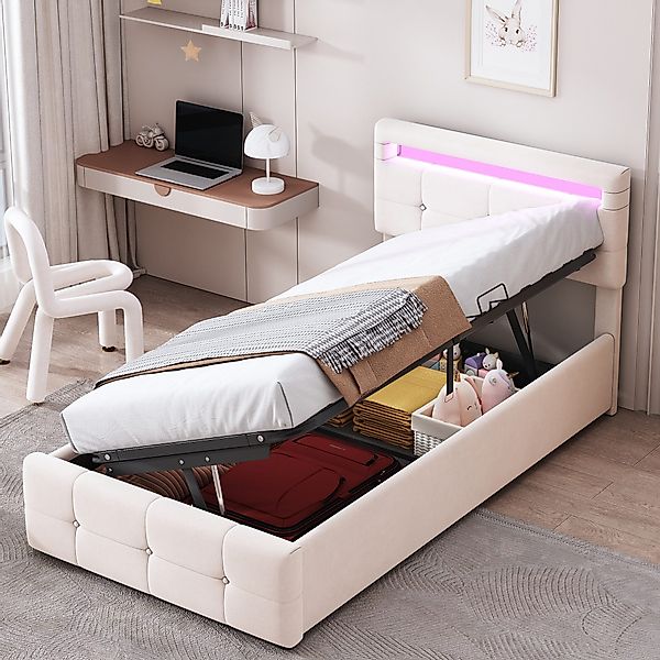 STILVORA Kinderbett 90×200 Bettgestell mit Hydraulisches günstig online kaufen