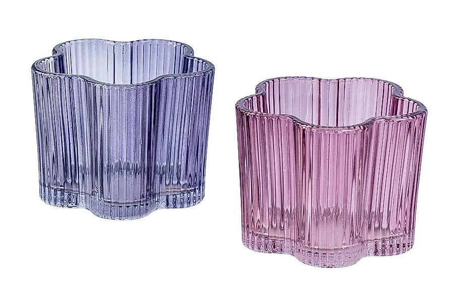 Levandeo® Teelichthalter, 2er Set Teelichthalter Blumenform Lila Rosa Kerze günstig online kaufen