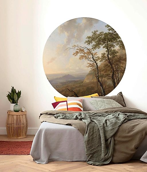 Sanders & Sanders Selbstklebende Runde Tapete Horizont Grün und Beige Ø 125 günstig online kaufen