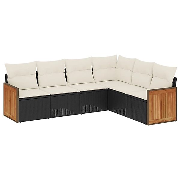 vidaXL 6-Tlg Garten-Sofagarnitur mit Kissen Schwarz Poly Rattan 3260082 günstig online kaufen