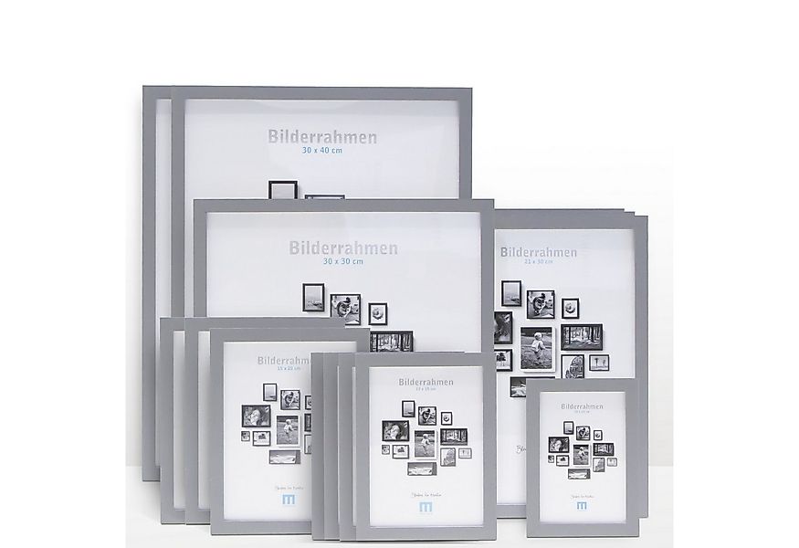 M MERCEO Bilderrahmen, 14-tlg. Bilderrahmen-Set Grau (10x15cm bis 30x40cm) günstig online kaufen