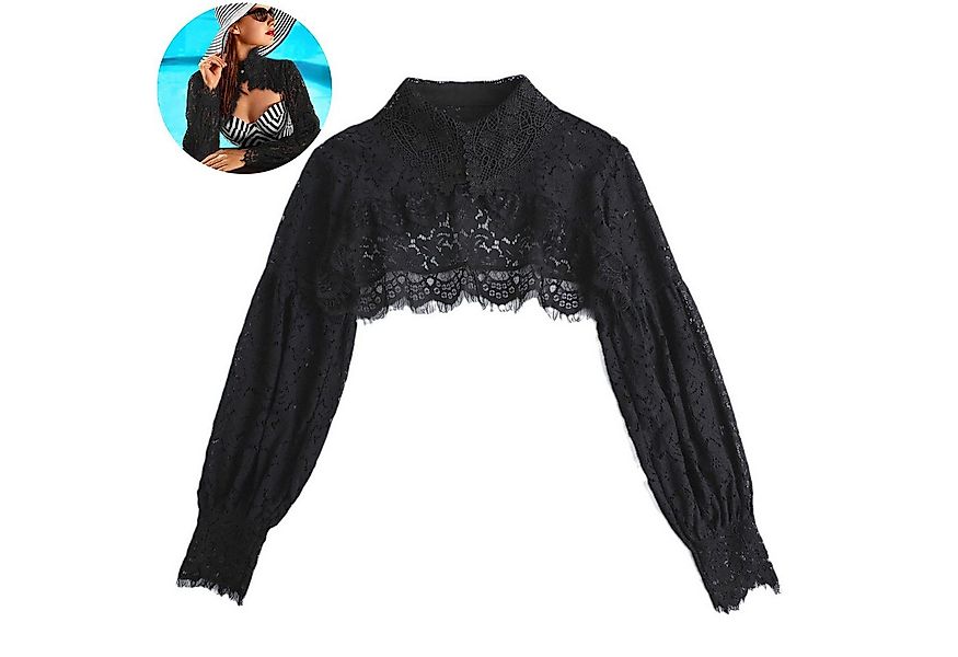 Mutig Wickelbluse Spitze Shrug Jäckchen, mit falschem Kragen und halbem Hem günstig online kaufen