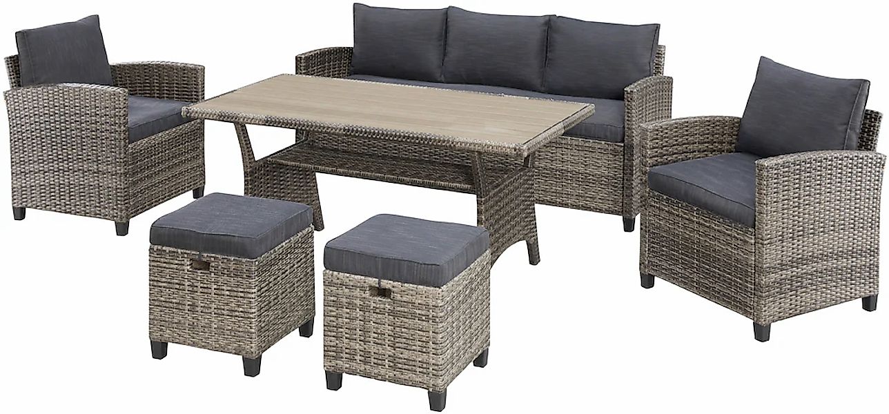 KONIFERA Gartenlounge-Set "Amsterdam" Set, 1x 3er Sofa, 1x 2 Sessel, 2x Hoc günstig online kaufen