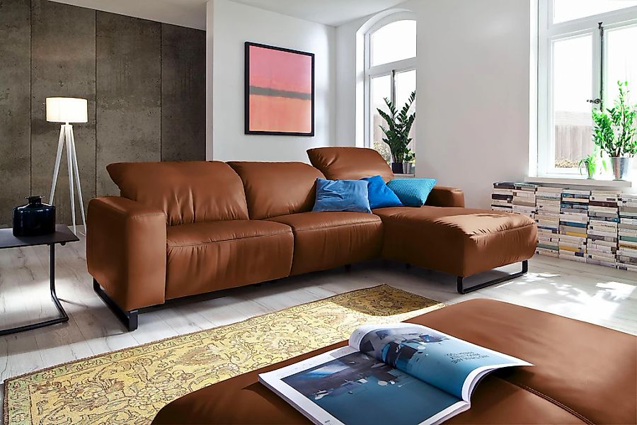 Home affaire Ecksofa »Juist L-Form«, mit Kopfteilverstellung und schwarzen günstig online kaufen