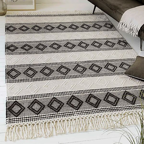 OTTO home Teppich »Jorvik«, rechteckig, 8 mm Höhe, Kurzflor, Wolle, handgew günstig online kaufen