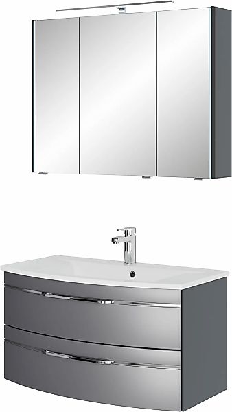 Saphir Badmöbel-Set "Serie 7045 2-teilig Mineralmarmor-Waschtisch mit LED-S günstig online kaufen