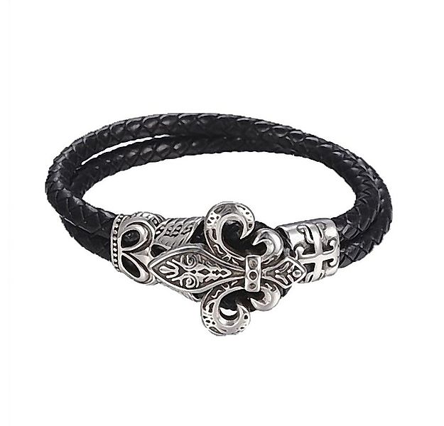 Westernlifestyle Lederarmband Schwarzes Armband mit Fleur de Lis günstig online kaufen