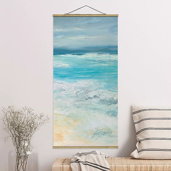 Stoffbild Strand mit Posterleisten - Hochformat Sturm auf dem Meer II günstig online kaufen