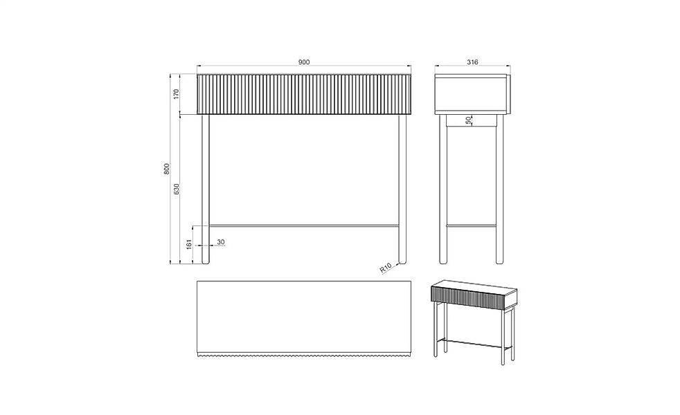 Selsey Konsolentisch  Noelie ¦ schwarz ¦ Maße (cm): B: 90 H: 80 T: 35.6 Tis günstig online kaufen