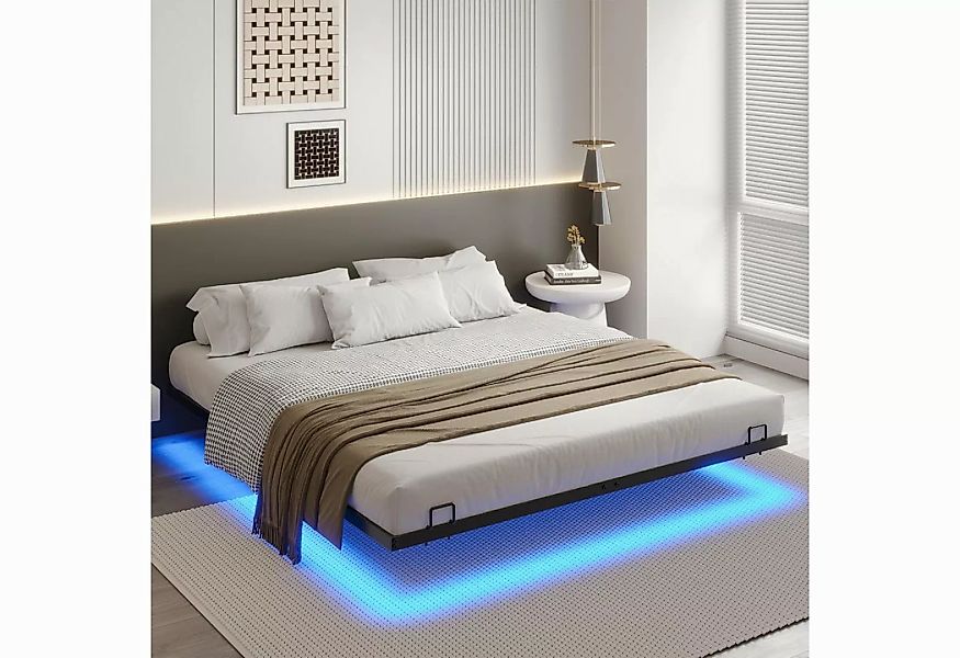 MSMASK Metallbett Schwebebett Bettgestell mit LED-Beleuchtung (Ohne Matratz günstig online kaufen