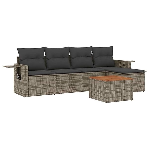 vidaXL 6-Tlg Garten-Sofagarnitur mit Kissen Grau Poly Rattan 3224541 günstig online kaufen