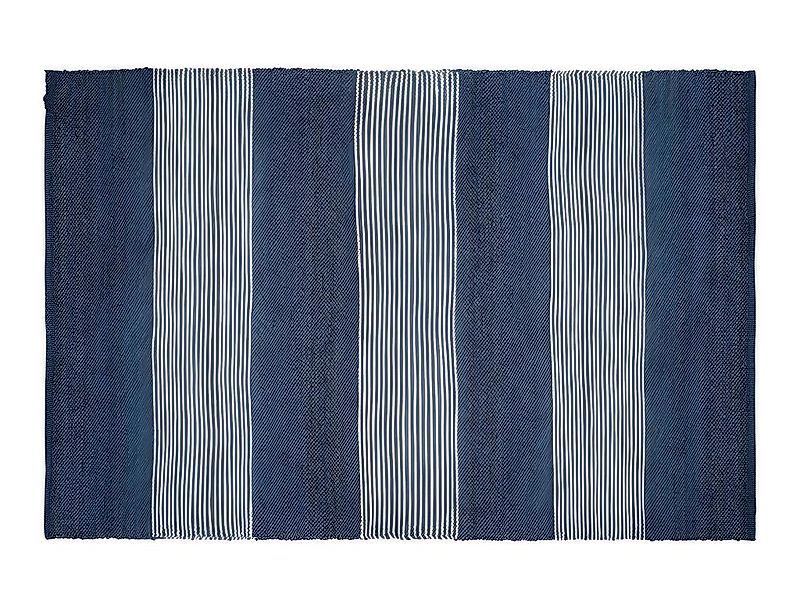 Teppich handgewebt - Jute - 160 x 230 cm - Blau & Weiß - KOCHI günstig online kaufen