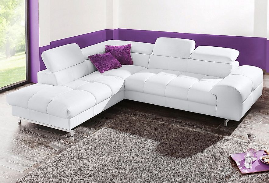 COTTA Ecksofa "Chef L-Form", mit Kopfteilverstellung, edle Metallkufen, wah günstig online kaufen