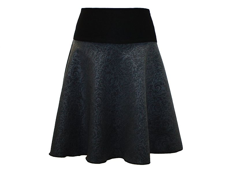 dunkle design A-Linien-Rock Wolle Loden Schwarz Weinrot Grau 57cm elastisch günstig online kaufen