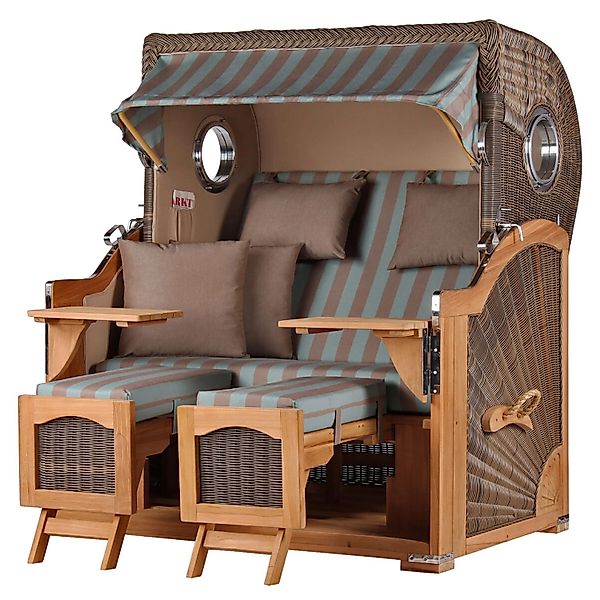 bene,iving Strandkorb Komplettset Ammersee Grande XL Teak Bullauge PE Grau günstig online kaufen