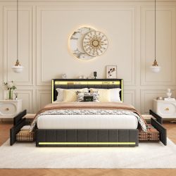 PXloue Polsterbett LED Doppelbett 140x200cm mit günstig online kaufen