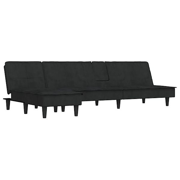 vidaXL Sofa Schlafsofa in L-Form Schwarz 255x140x70 cm Samt Chaiselongue günstig online kaufen