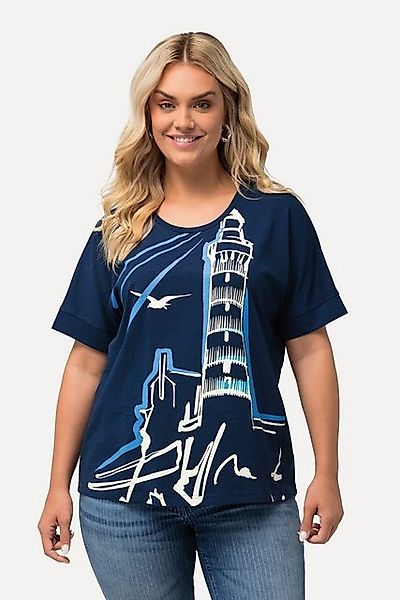 Ulla Popken T-Shirt T-Shirt Leuchtturm Oversized Rundhals Halbarm günstig online kaufen