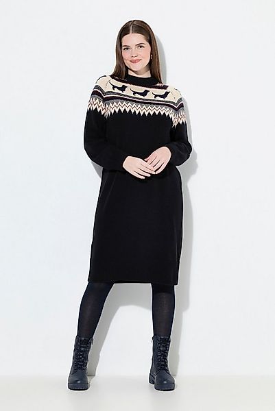 Ulla Popken Strickkleid Norweger-Strickkleid Hunde Stehkragen Langarm günstig online kaufen