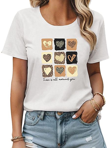 PYL Print-Shirt Damen Sommer Kurzarmbluse Locker günstig online kaufen