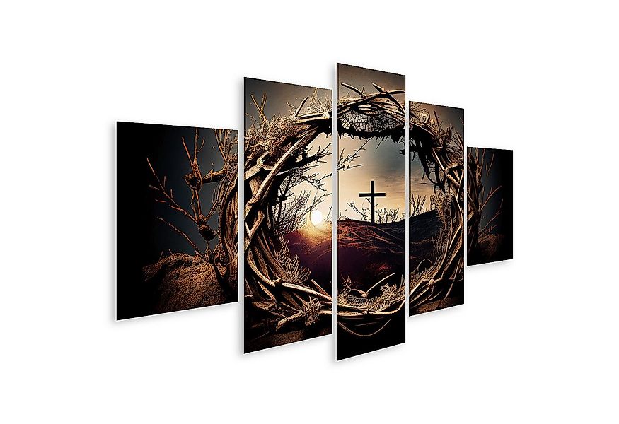 islandburner Leinwandbild Ilustration Dornenkrone Kreuz Symbol Christentum günstig online kaufen