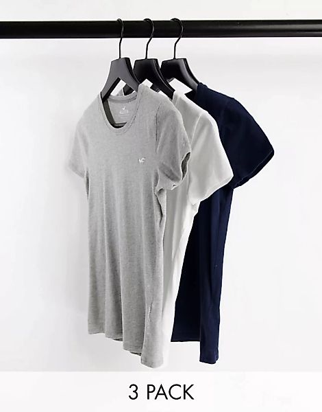 Hollister – T-Shirts im 3er-Pack in verschiedenen Farben mit Rundhalsaussch günstig online kaufen
