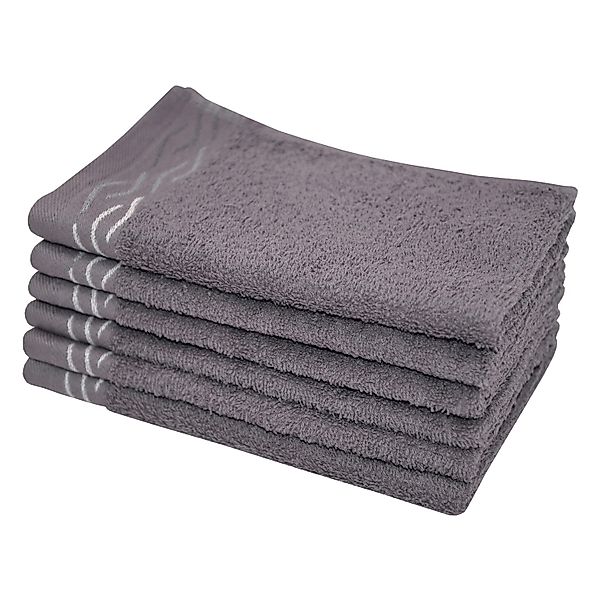 Dyckhoff Gästetuchset Wave Grau 30 x 50 cm 6-tlg. günstig online kaufen